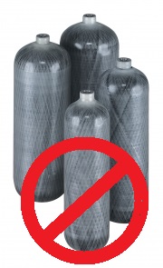 Composite Cylinders are banned from underwater use logo